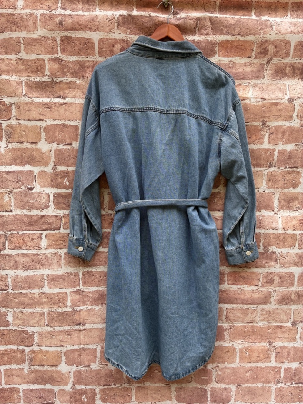 &Denim H&M size M Button-Up Shirt Dress with Tie Belt western classic - Picture 5 of 7